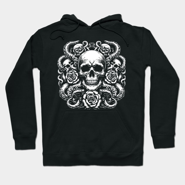 kraken skull design Hoodie by lkn